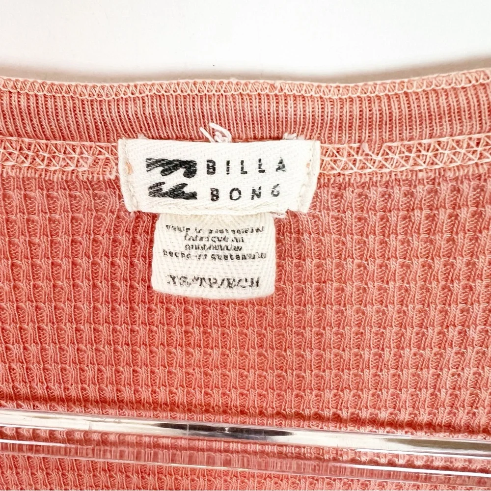 BILLABONG MY HENLEY ORANGE SCOOP HENLEY BUTTON NECKLINE THERMAL SHIRT SZ XS - Picture 5 of 6